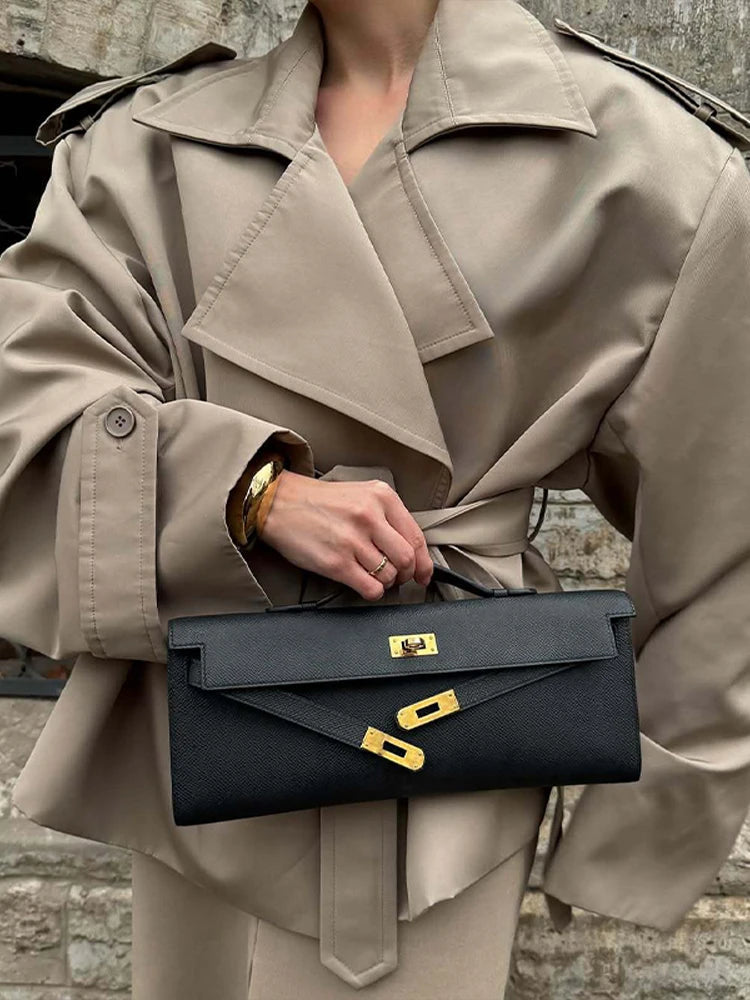 Ava | Chic Vintage Short Trench Coat with Elegant Collar and Shoulder Pads 7