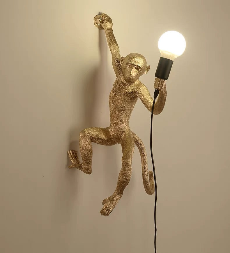 Wall Light With Quirky Resin Monkey Design 6