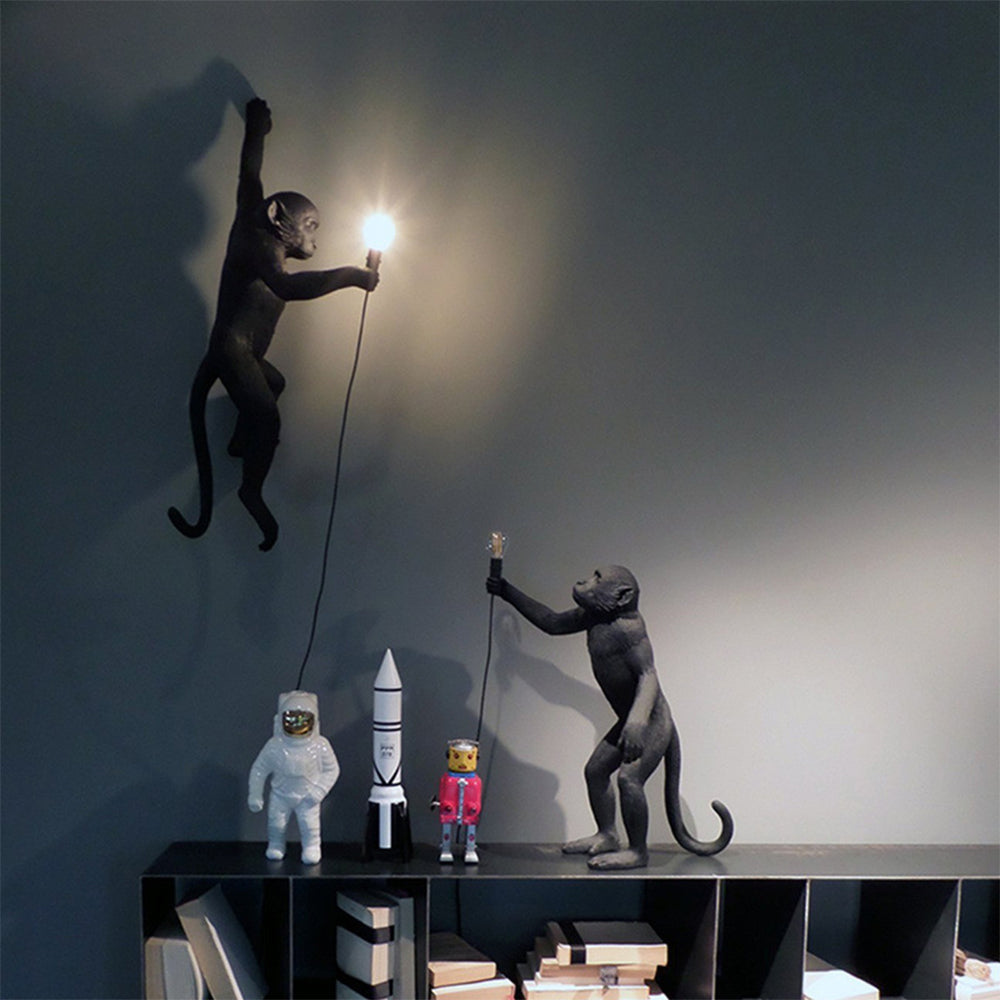 Wall Light With Quirky Resin Monkey Design 7