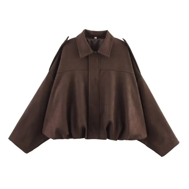 Ava | Trendy Loose Fit Suede Bomber Jacket 11