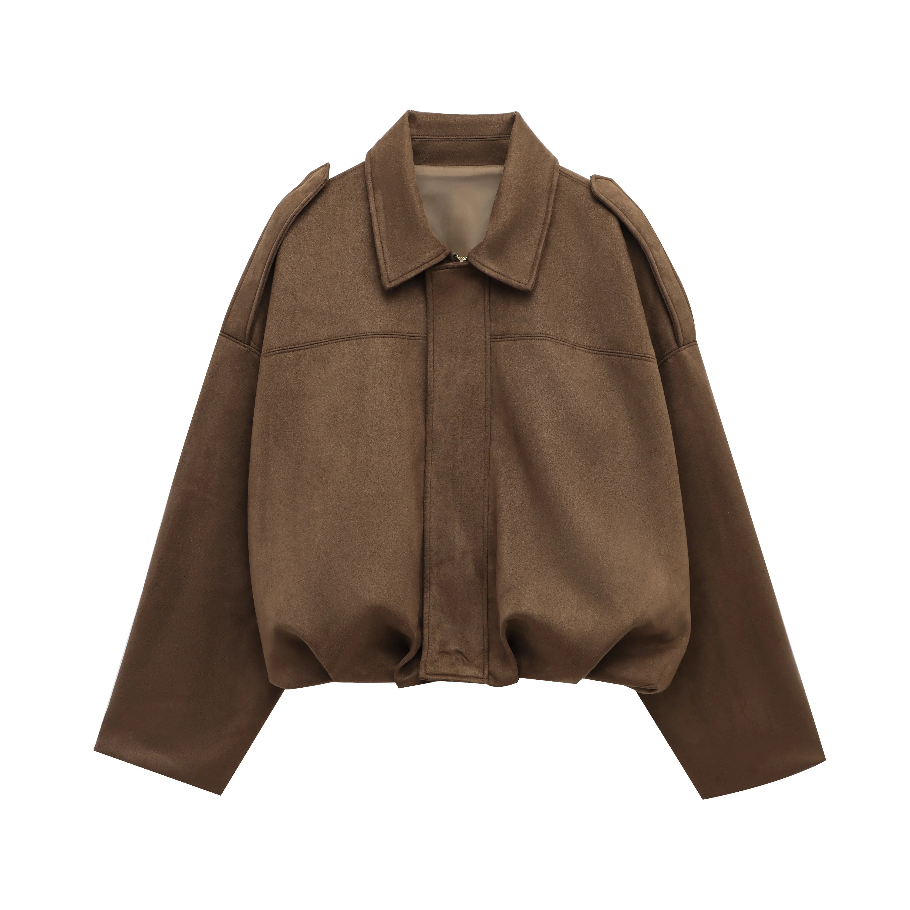 Ava | Trendy Loose Fit Suede Bomber Jacket 9