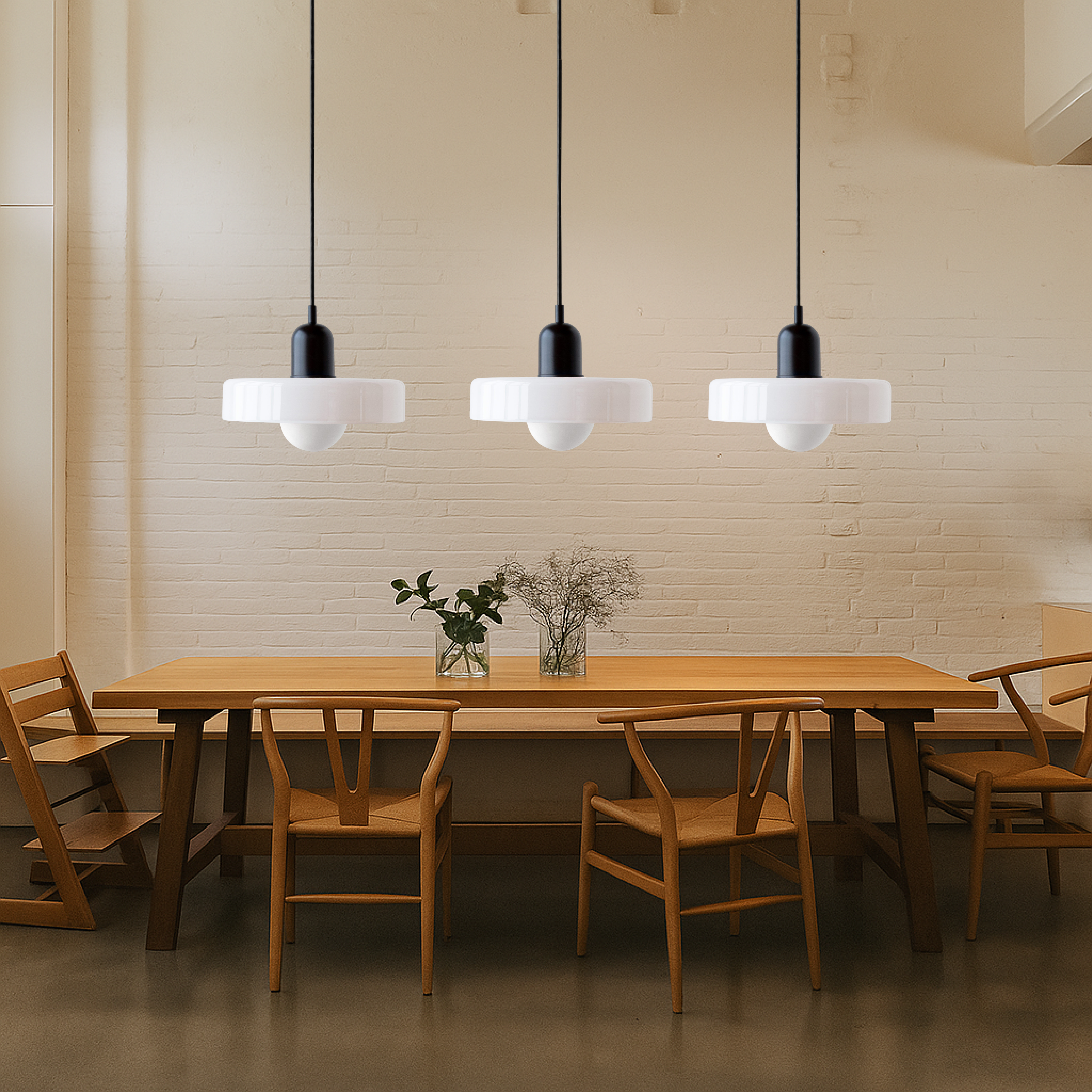 3-head Bauhaus Colored Glass Pendant Lamp 1