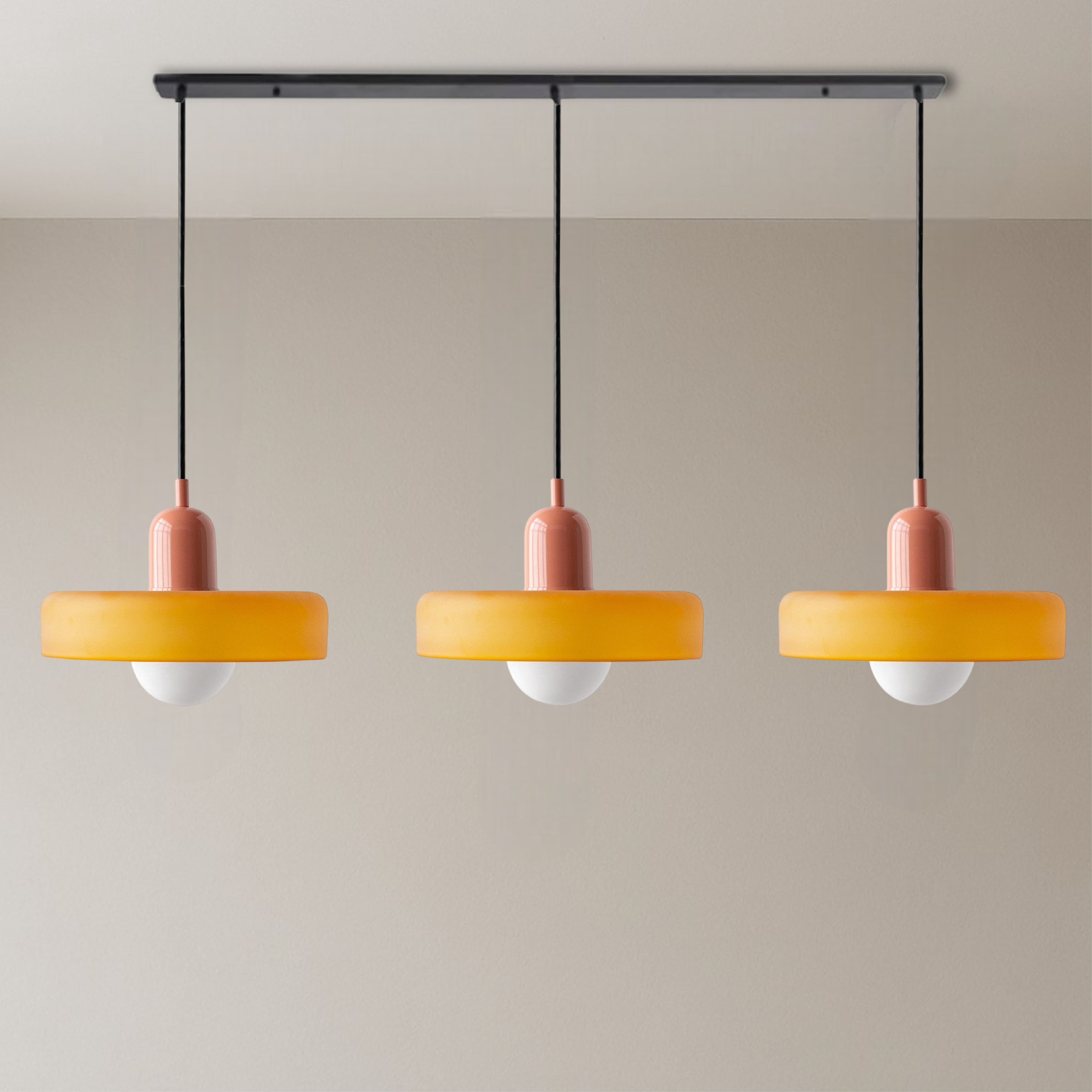 3-head Bauhaus Colored Glass Pendant Lamp 16