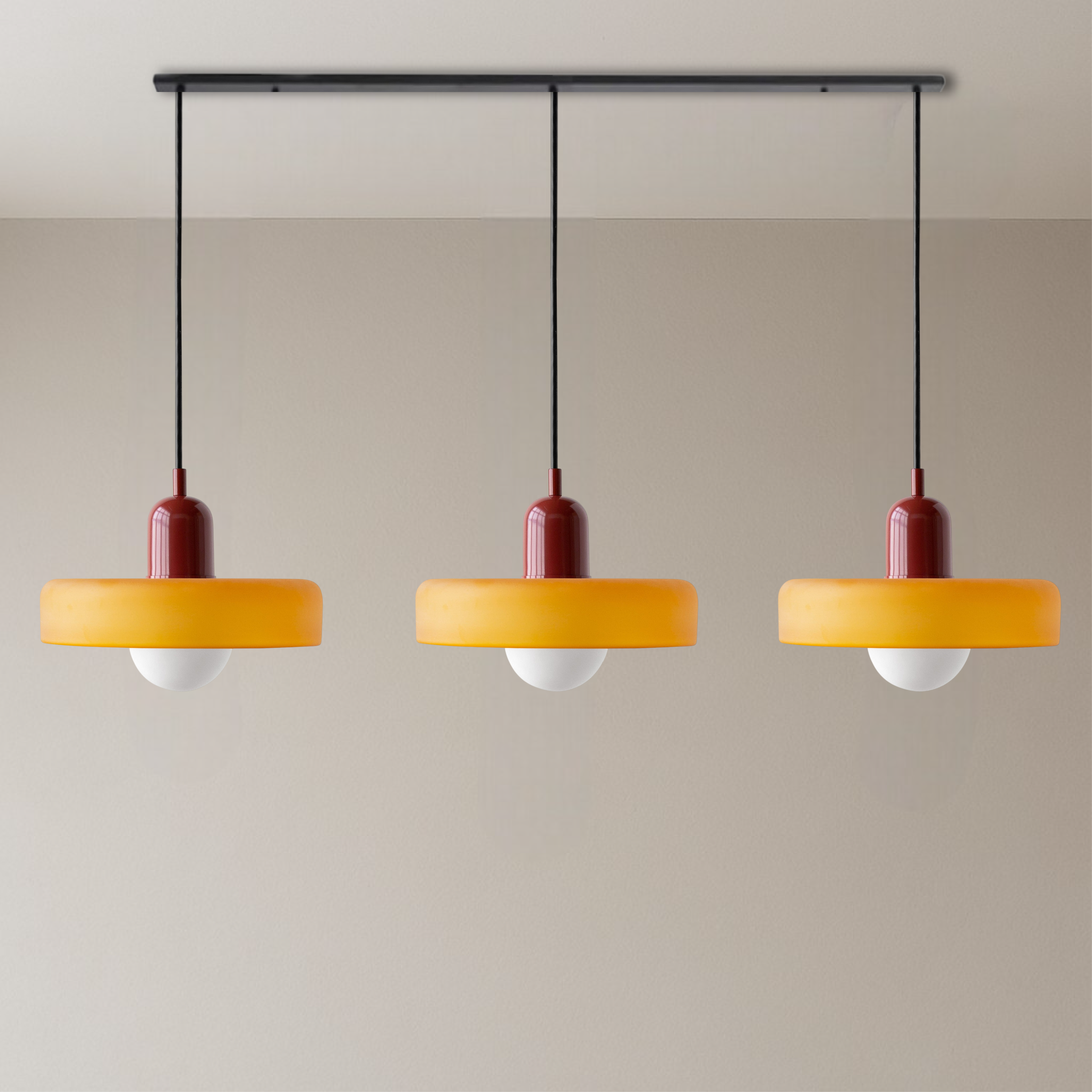 3-head Bauhaus Colored Glass Pendant Lamp 18