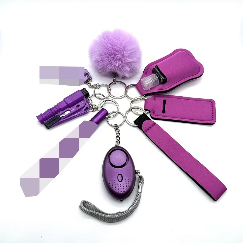 9-Piece Women's Self Defense Keychain Set with Alarm, Window Breaker, Flashlight for Safety 4