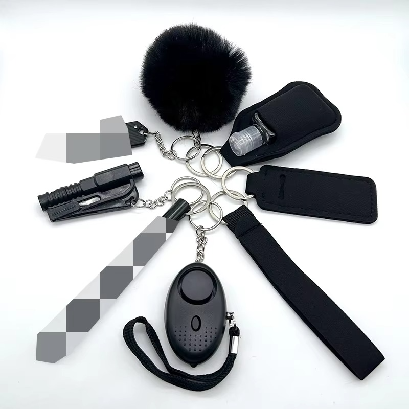 9-Piece Women's Self Defense Keychain Set with Alarm, Window Breaker, Flashlight for Safety 9
