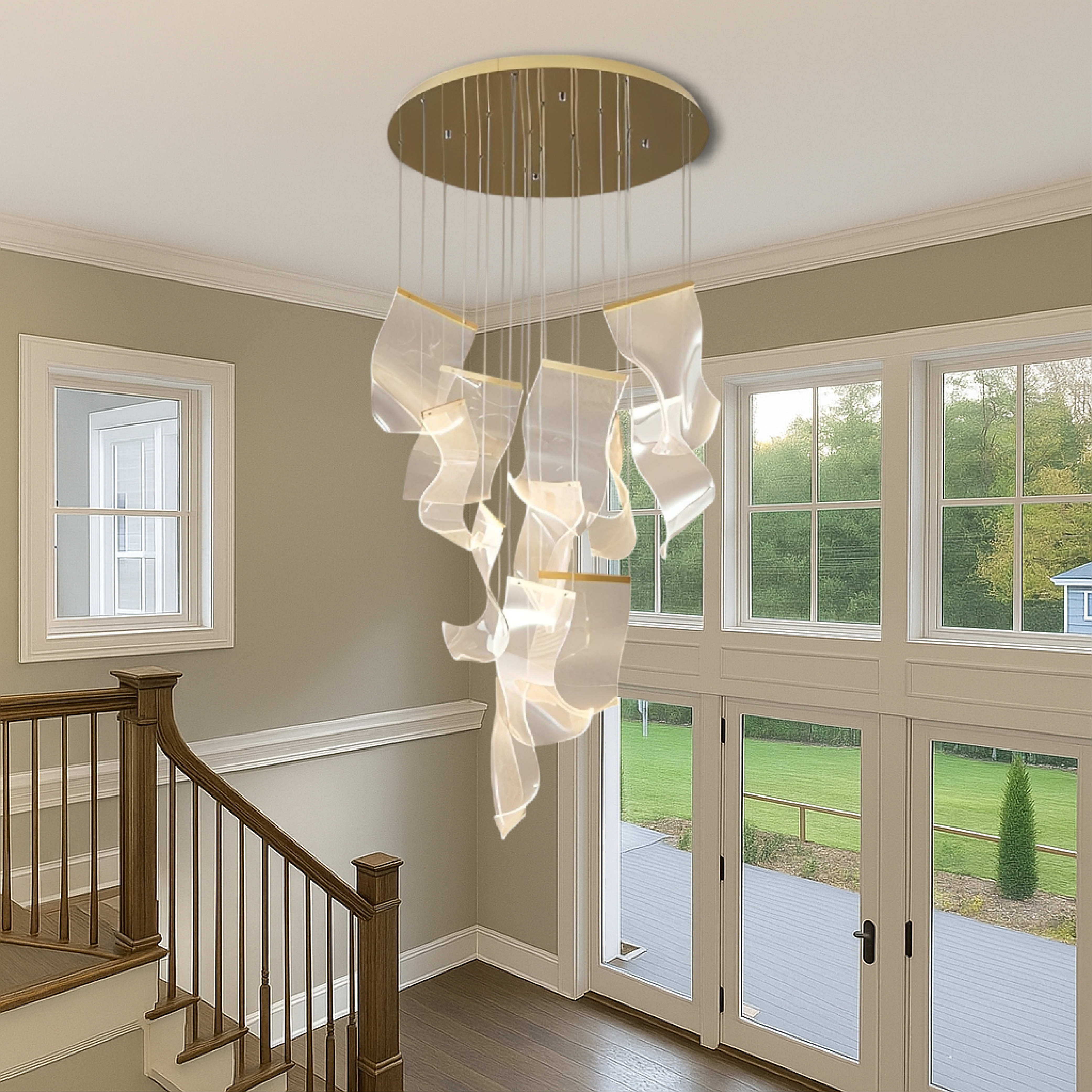 Acrylic Gold Stair Chandelier 2
