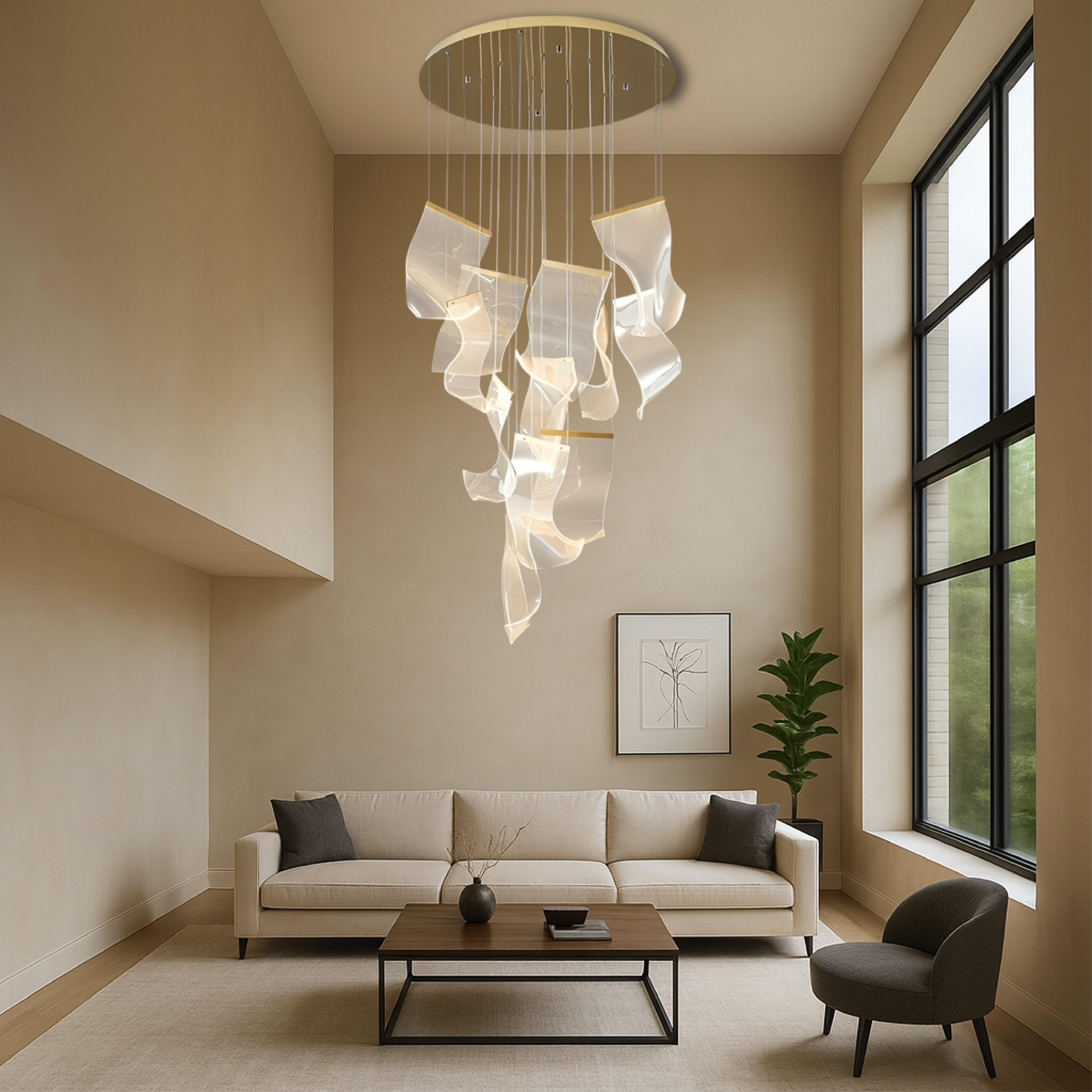 Acrylic Gold Stair Chandelier 3