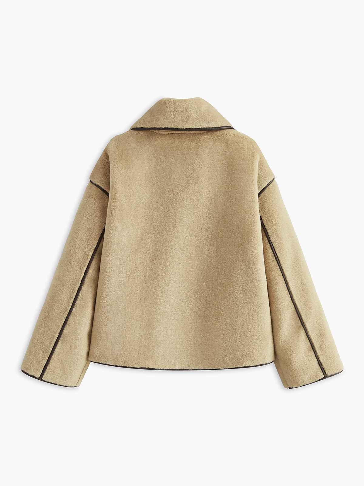 Angelica | Women's Contrast Piping Soft Minky Longline Coat