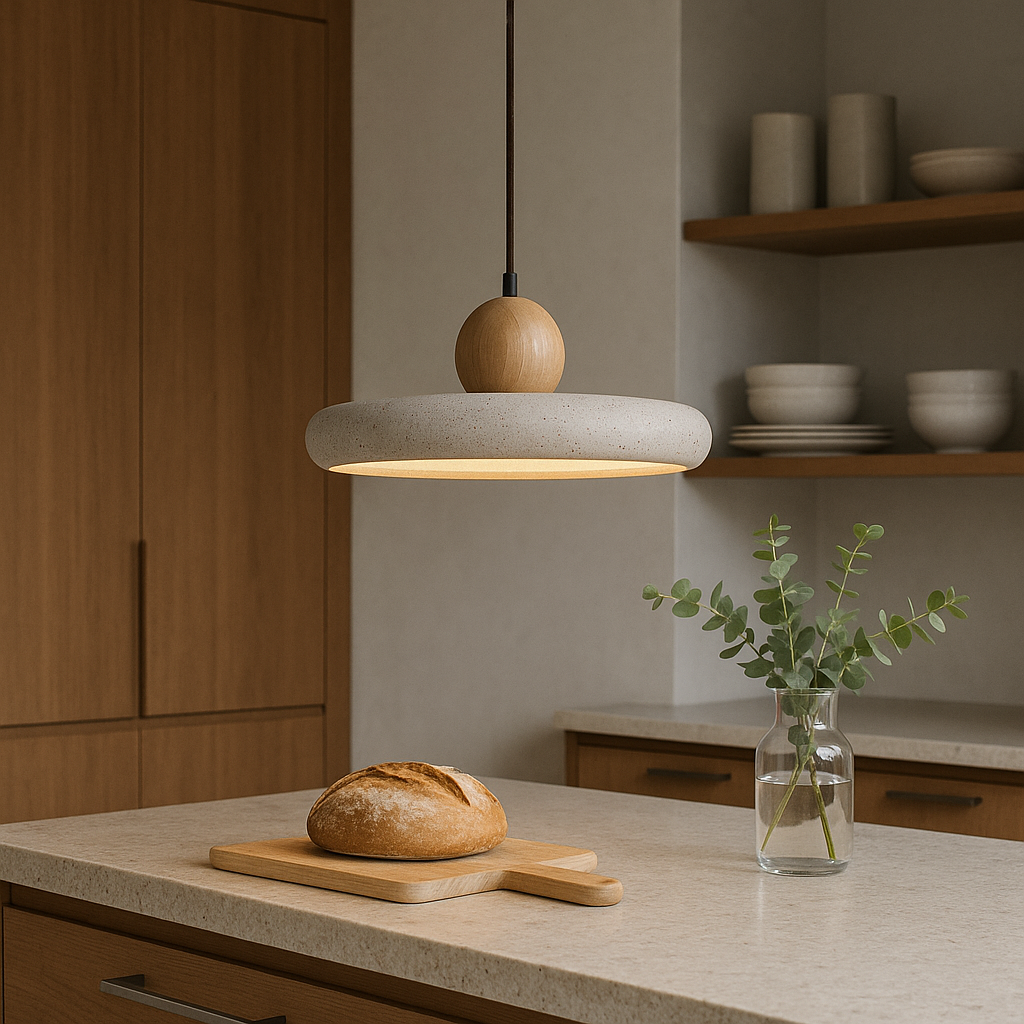 Aurvra | Modern Simplicity Travertine Wood Pendant Lamp 1