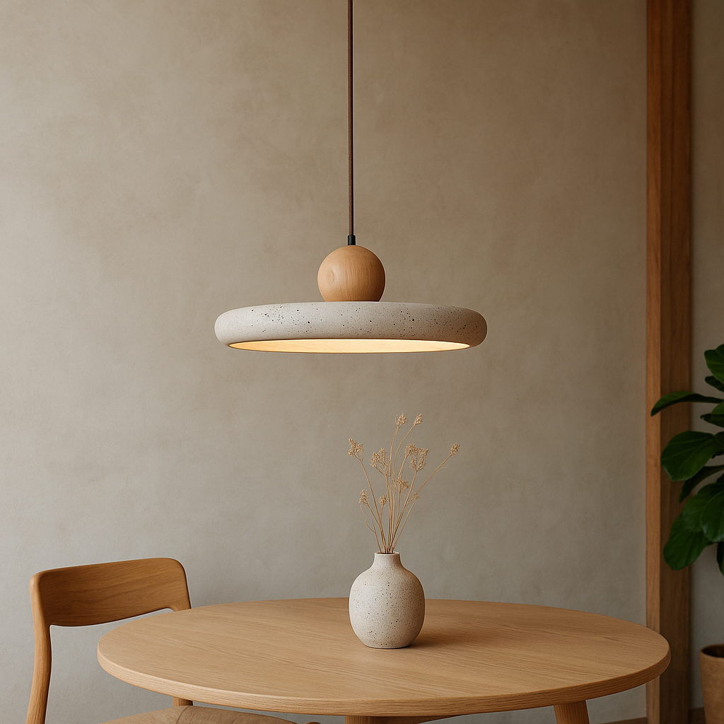 Aurvra | Modern Simplicity Travertine Wood Pendant Lamp 3