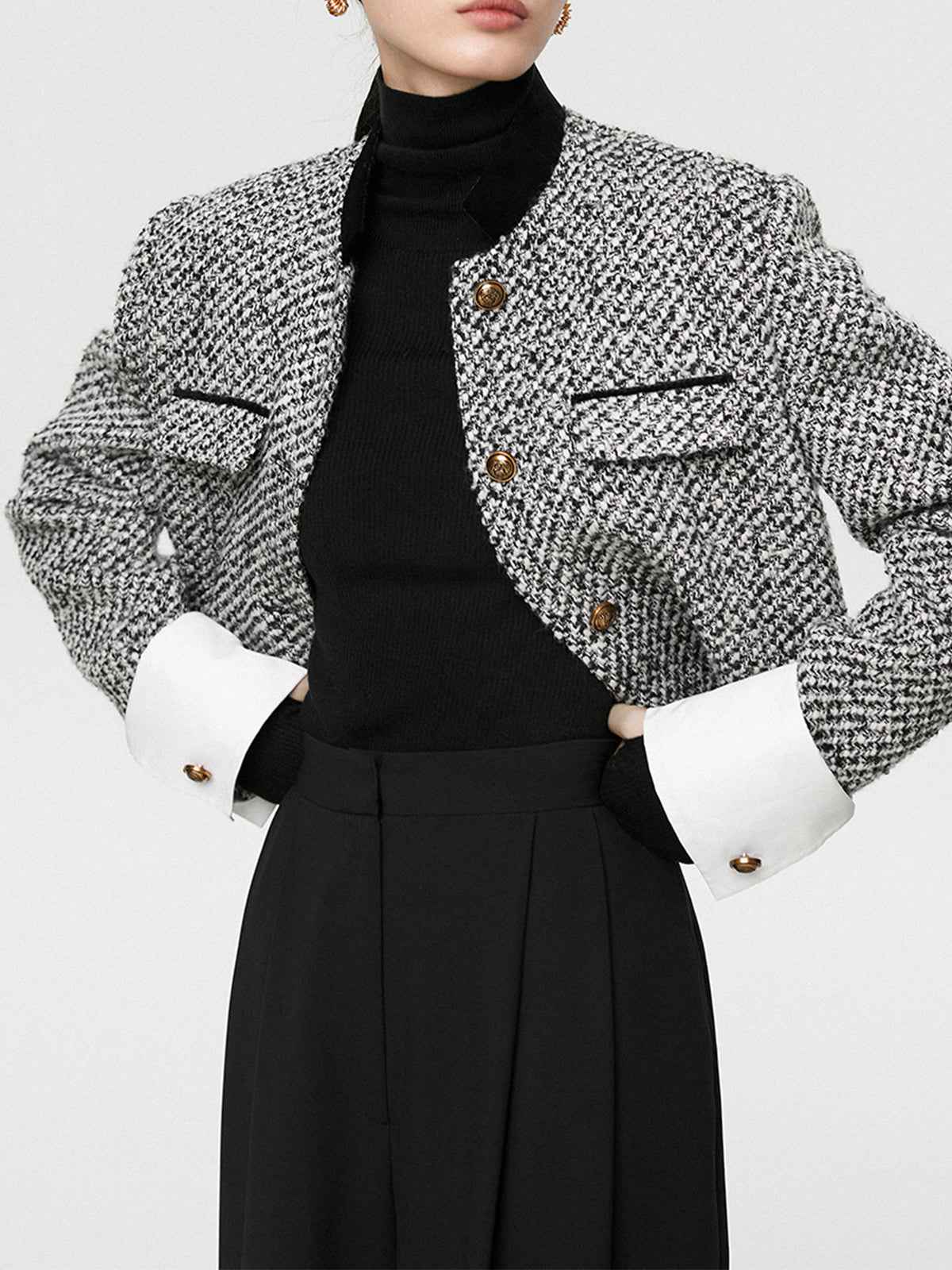 Candice | Women's Chic Tweed Boucle Cropped Elegant Blazer