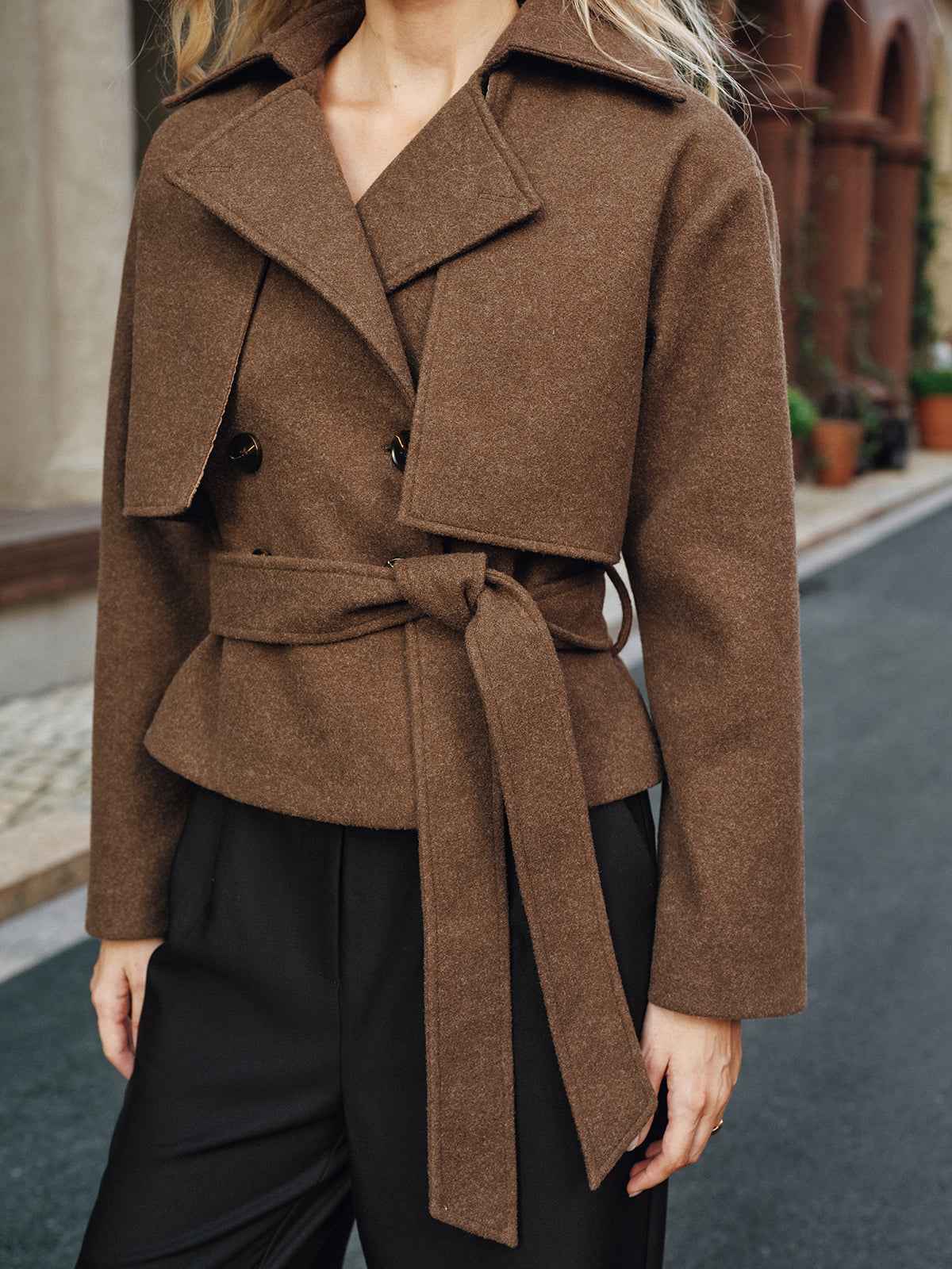 Cassidy | Women’s Sophisticated Belted Double-Breasted Tweed Coat