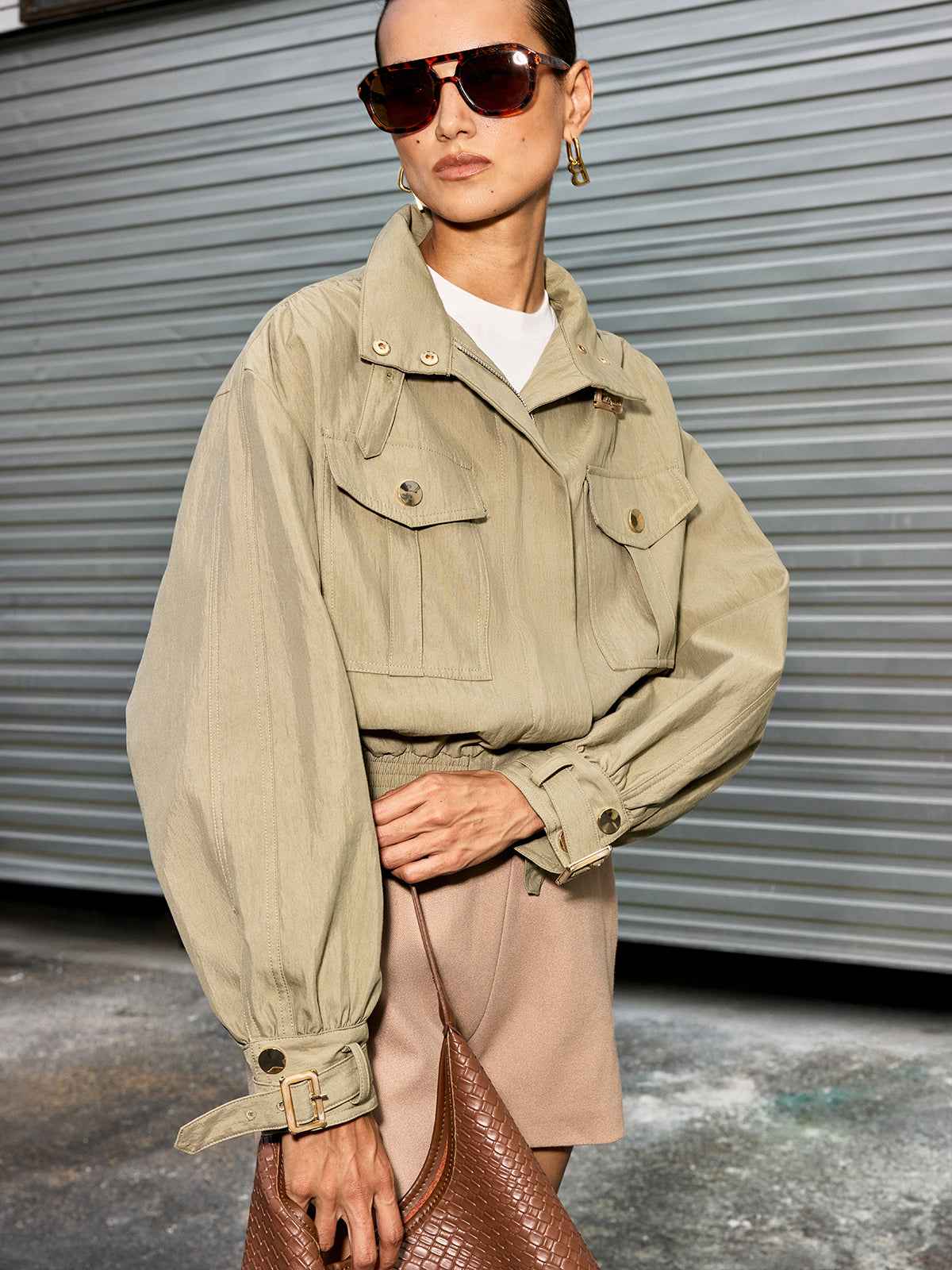 Celina | Women's Cropped Cotton Button-Down Casual Blazer