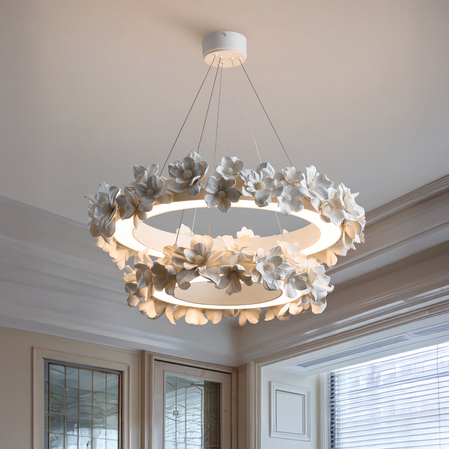 Chandelier with ceramic flowers 1