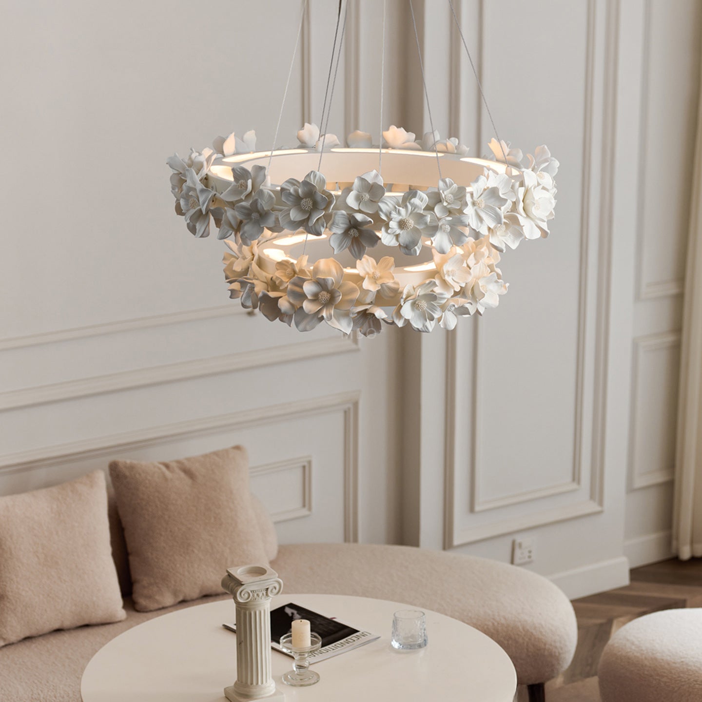 Chandelier with ceramic flowers 2