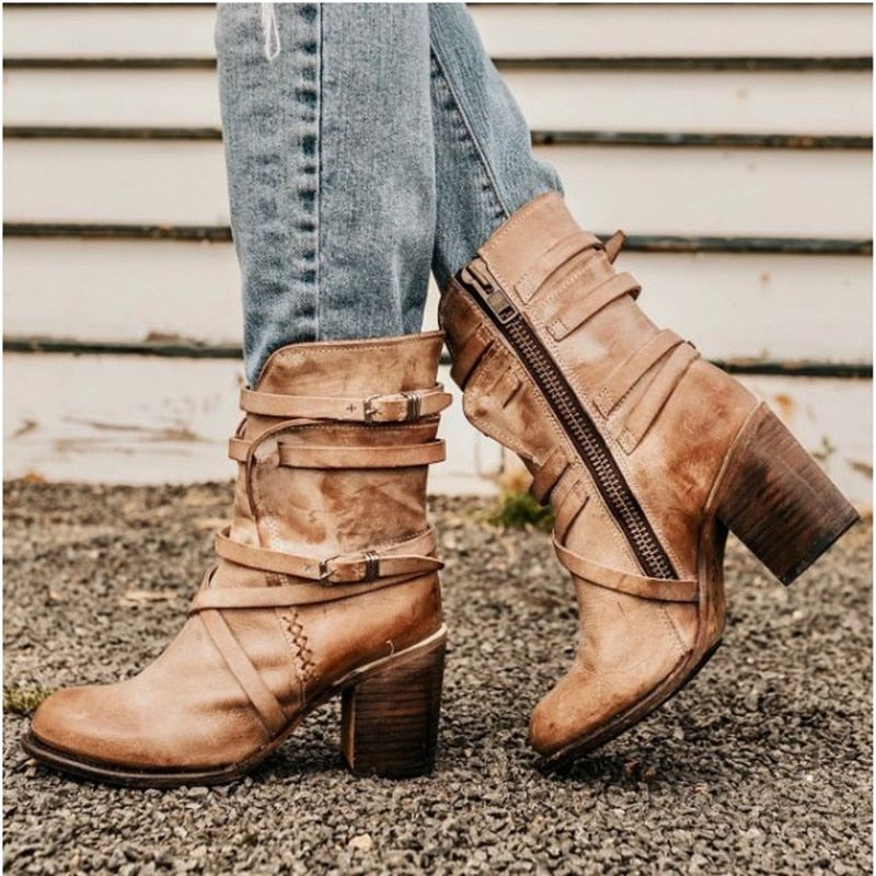 Mia | Distressed Black Leather Ankle Boots for Women 1