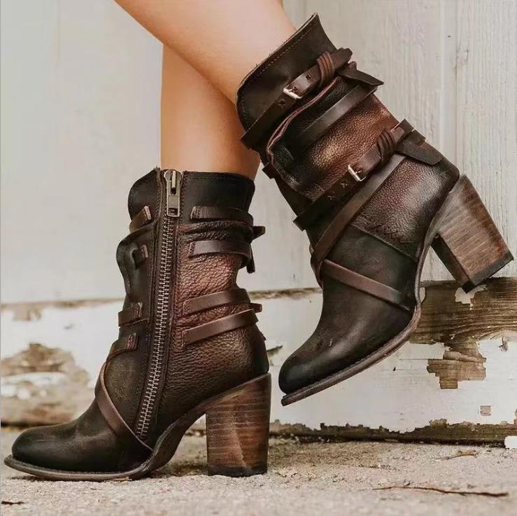 Mia | Distressed Black Leather Ankle Boots for Women 2