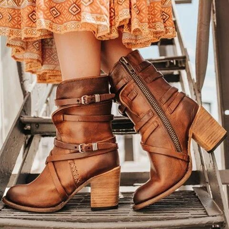 Mia | Distressed Black Leather Ankle Boots for Women 3