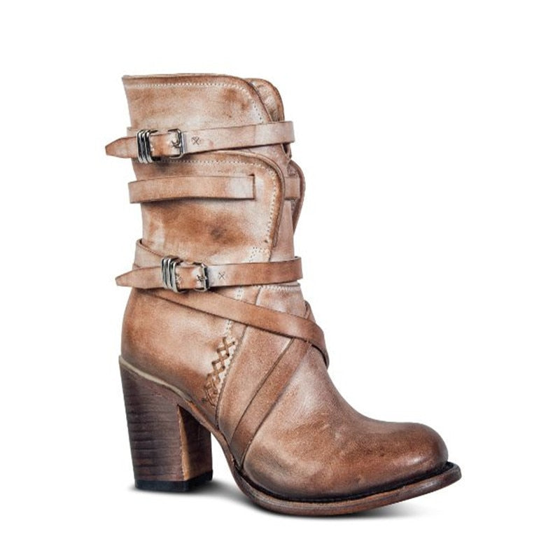 Mia | Distressed Black Leather Ankle Boots for Women 4