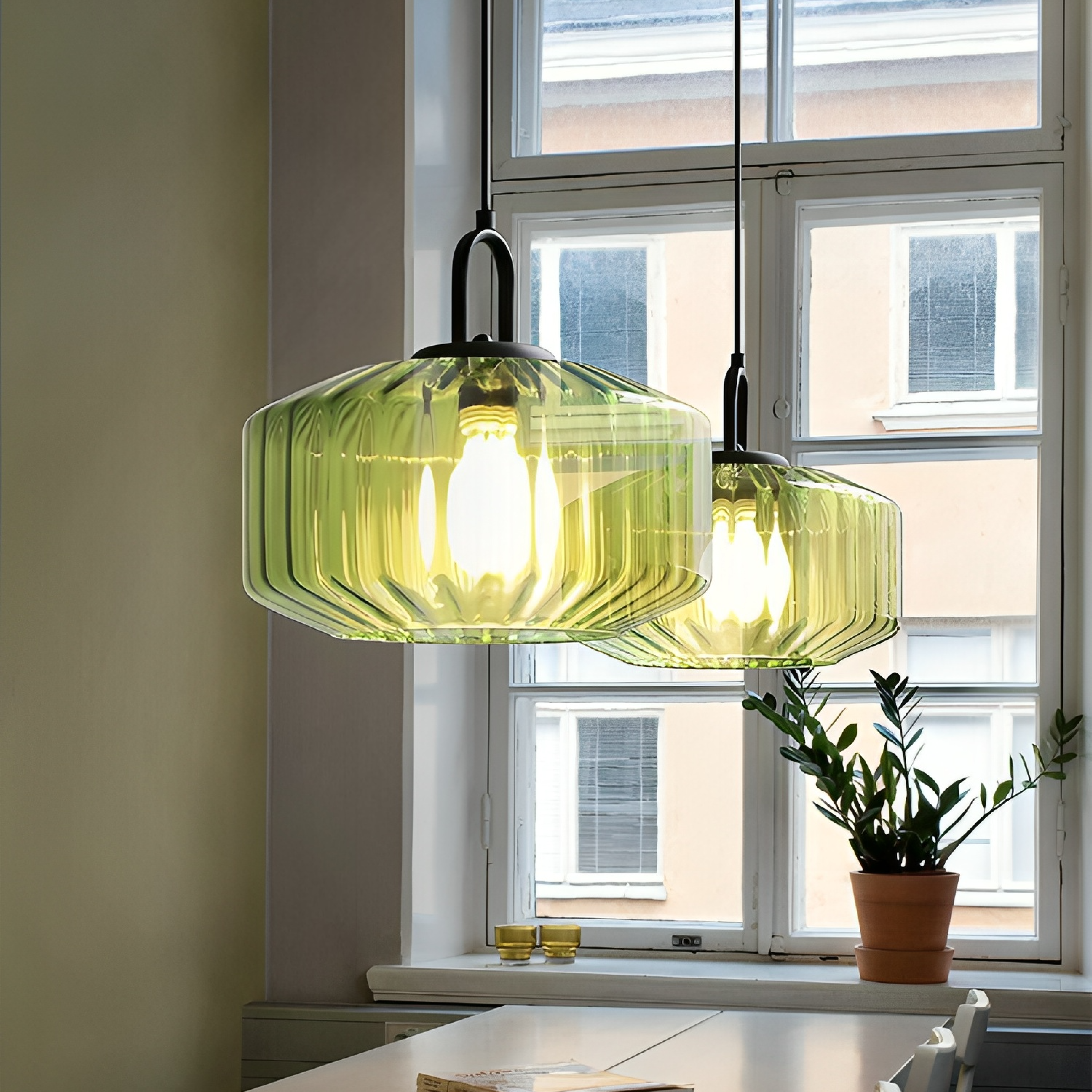Colored glass pendant lamp 7