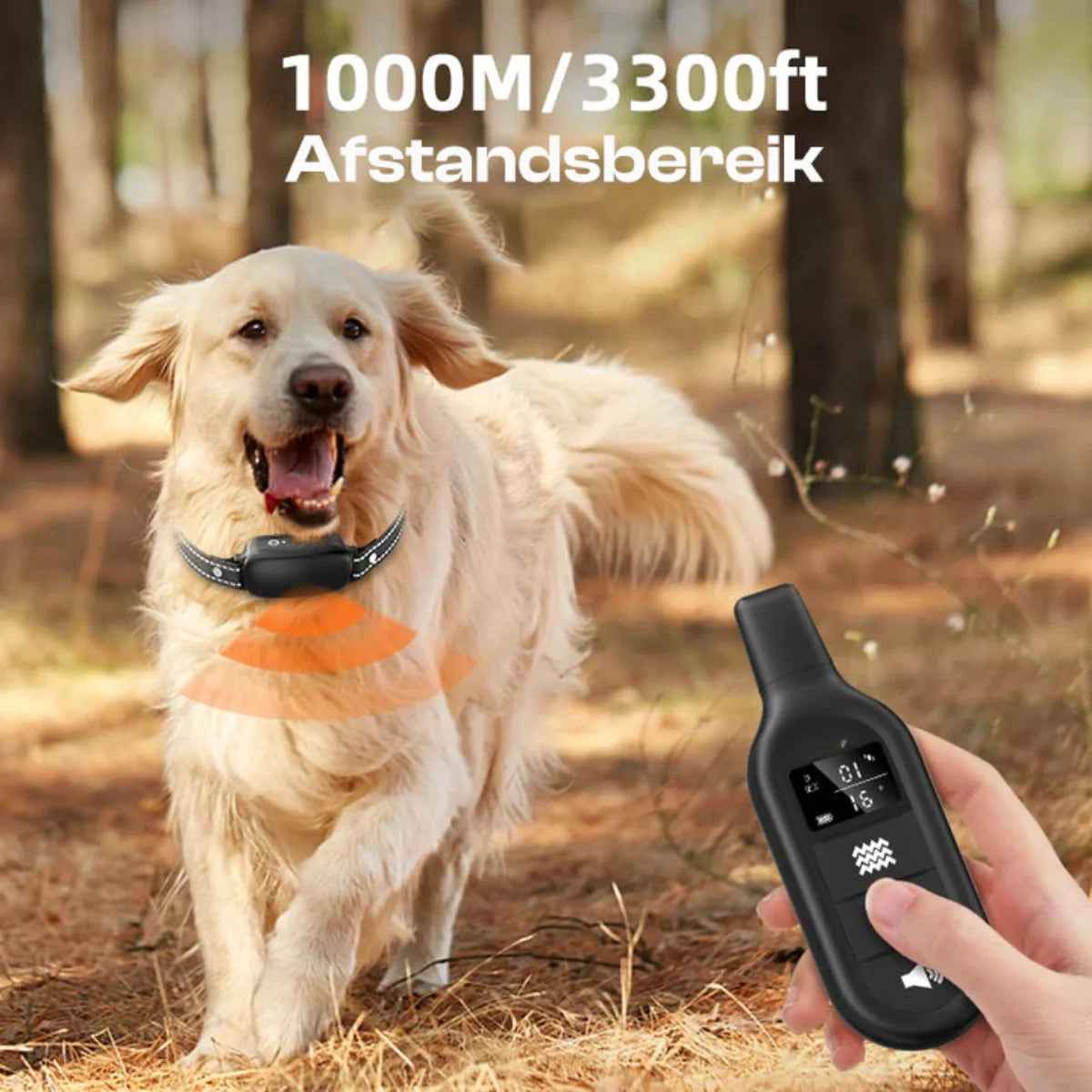 Electric Dog Training Collar with Remote Control, Waterproof, 16 Adjustable Shock Levels, 1000m Range, Beep & Vibration Modes
