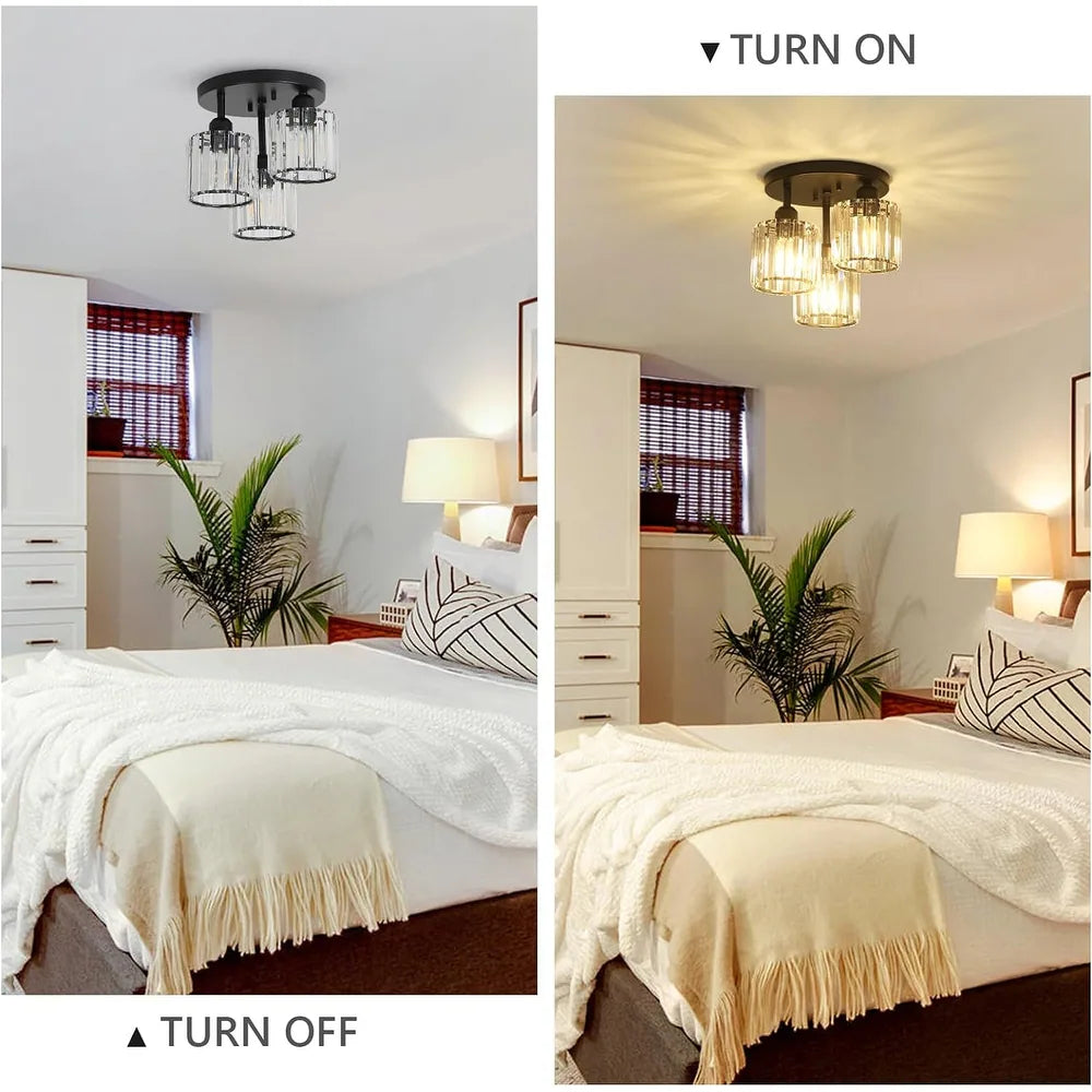 Elegant Modern Crystal Semi-Flush Ceiling Lights 4