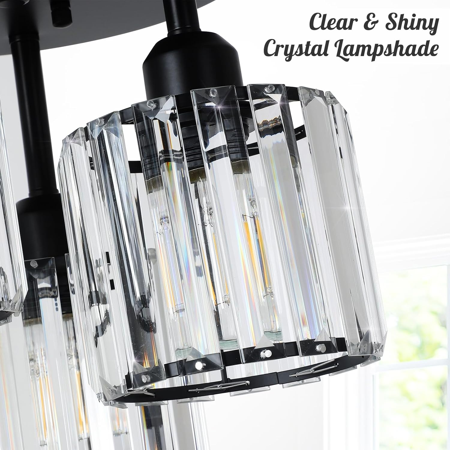Elegant Modern Crystal Semi-Flush Ceiling Lights 8