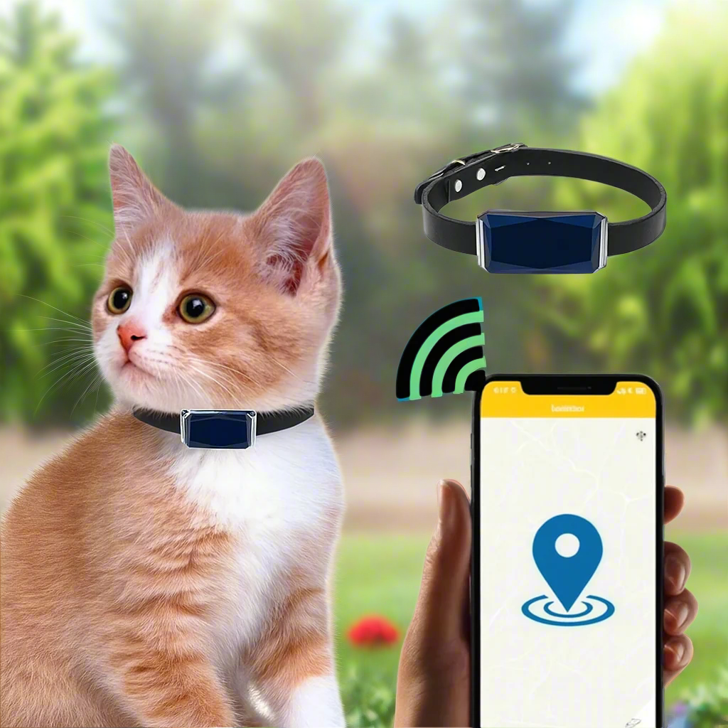 GPS Cat Collar with Real-Time Tracking – Lightweight Cat Tracker Collar Compatible with Mobile App 1