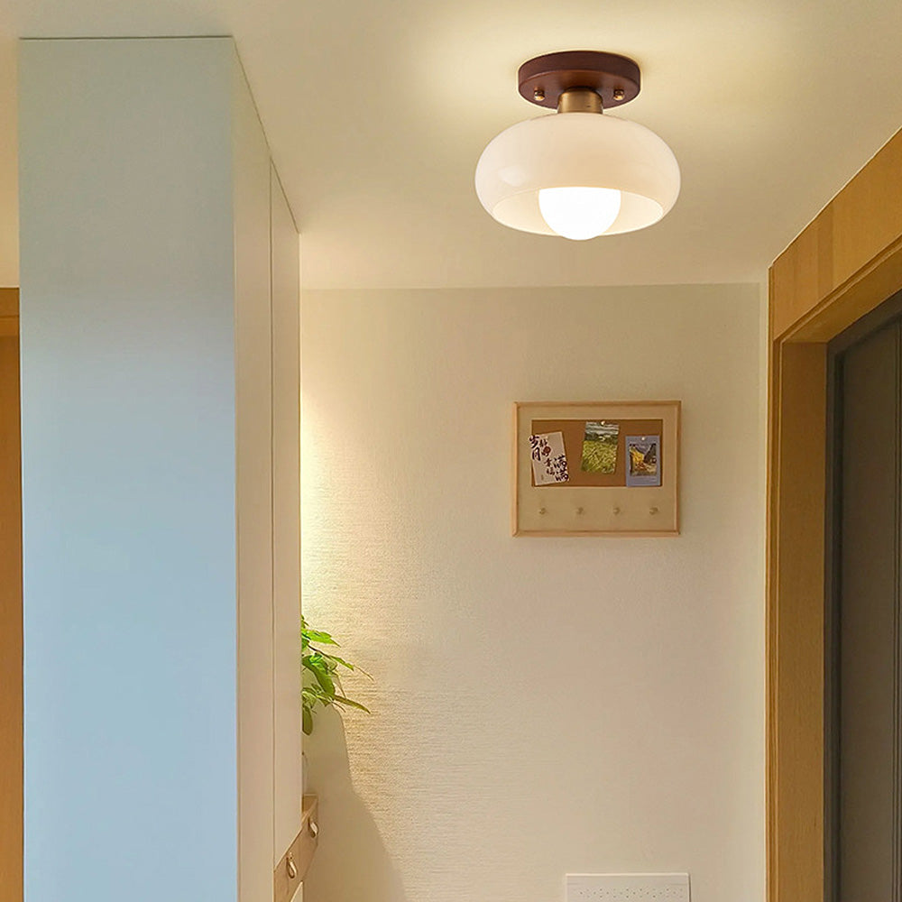 Glass Ceiling Light with Wood for Hallway 0