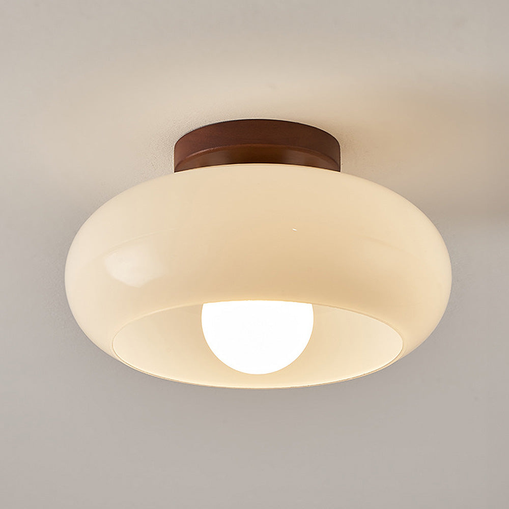 Glass Ceiling Light with Wood for Hallway 1