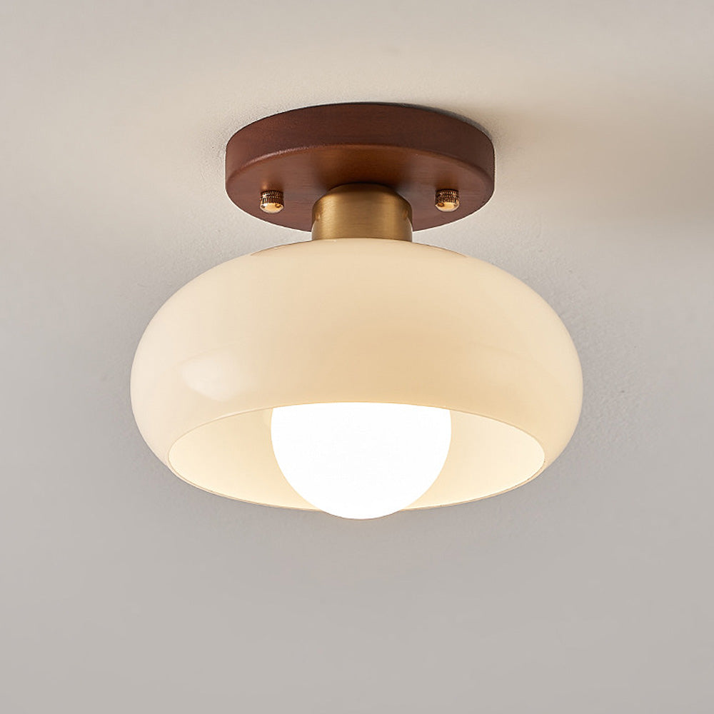 Glass Ceiling Light with Wood for Hallway 2