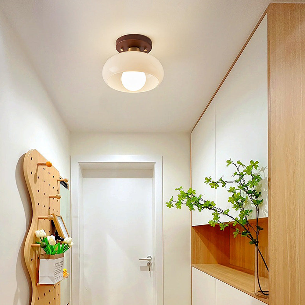 Glass Ceiling Light with Wood for Hallway 3