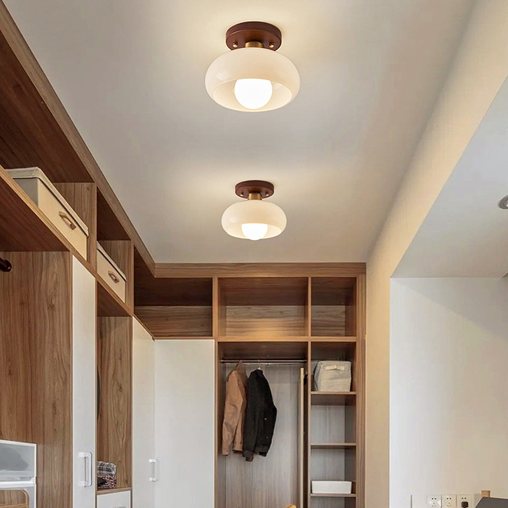 Glass Ceiling Light with Wood for Hallway 4
