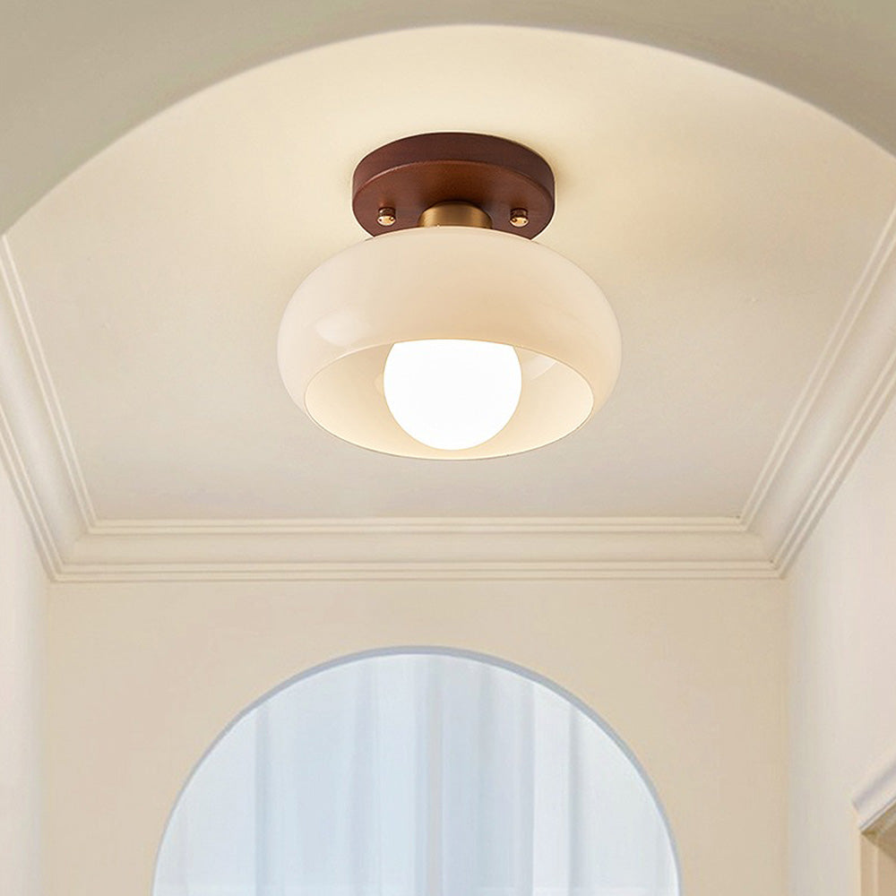 Glass Ceiling Light with Wood for Hallway 5