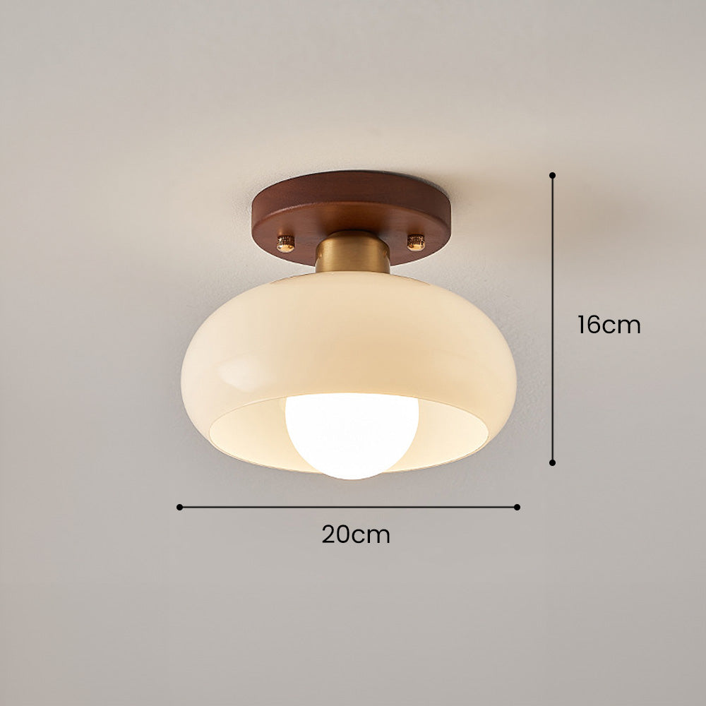 Glass Ceiling Light with Wood for Hallway 7