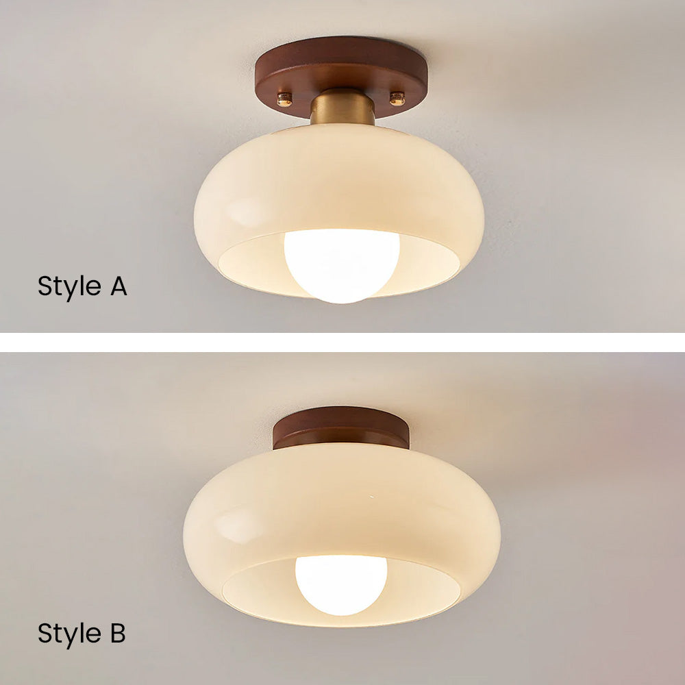 Glass Ceiling Light with Wood for Hallway 8