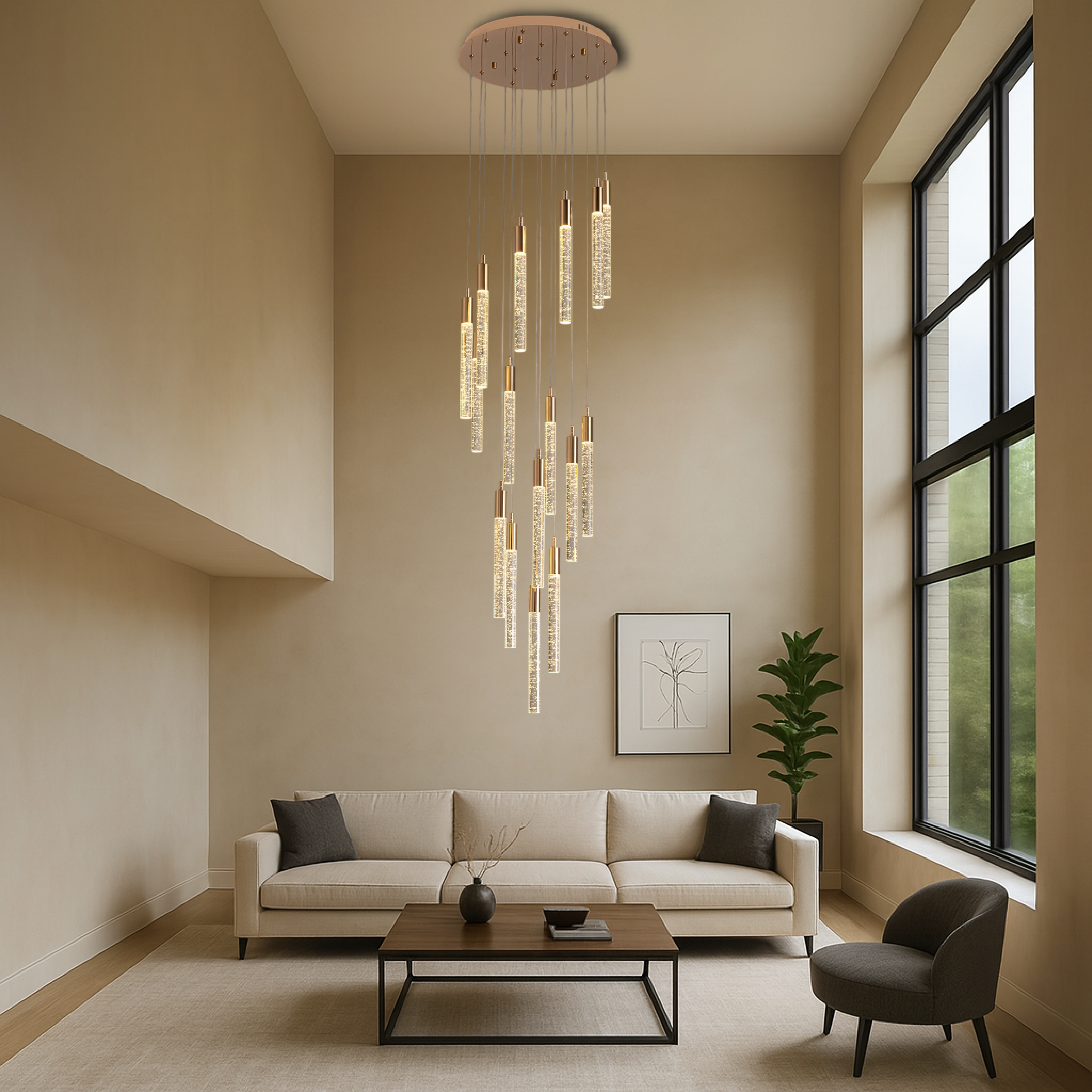 Gold Acrylic Stair Chandelier 0