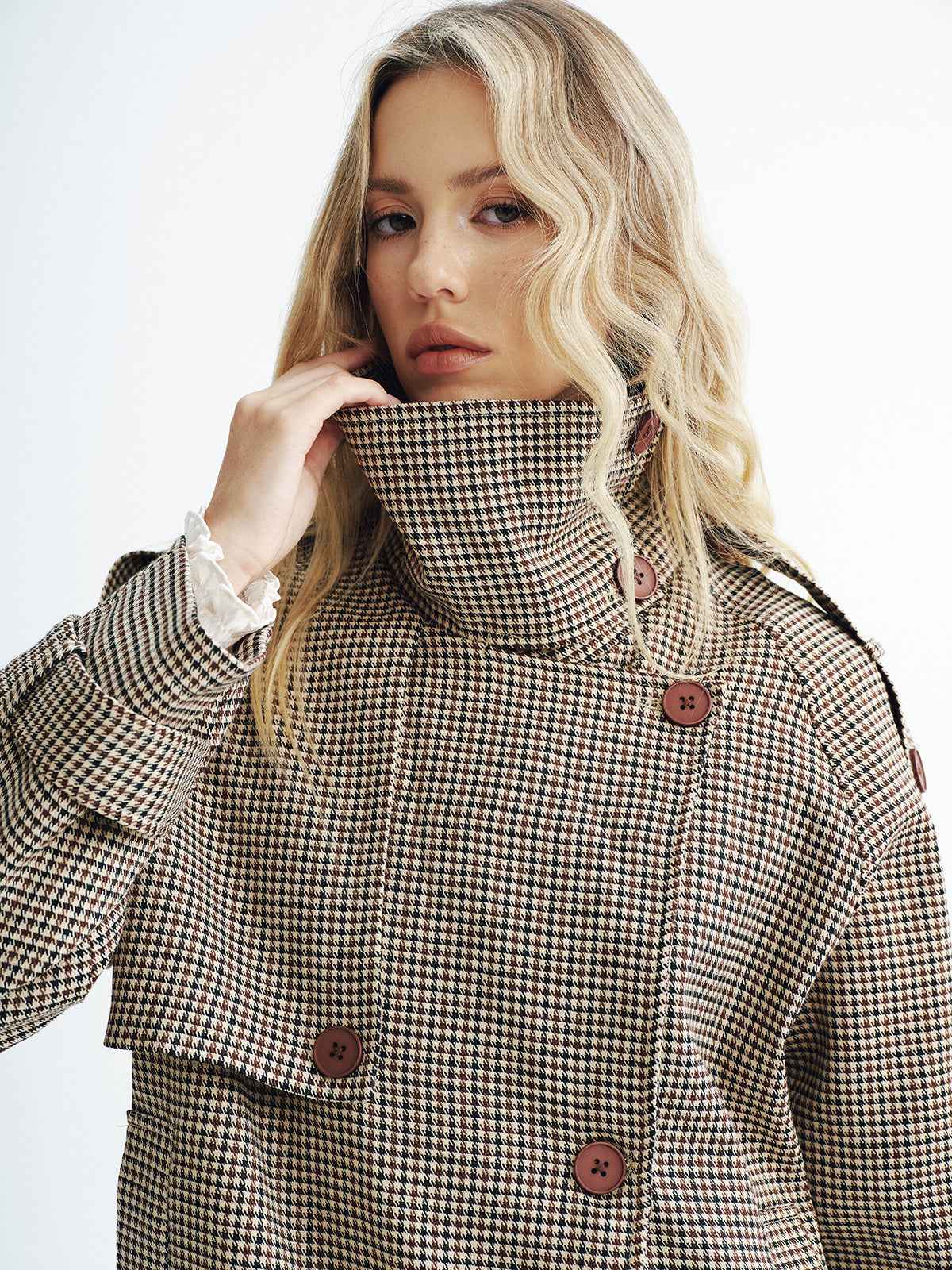 Henley | Women's Cropped Vintage Plaid Double-Breasted Coat