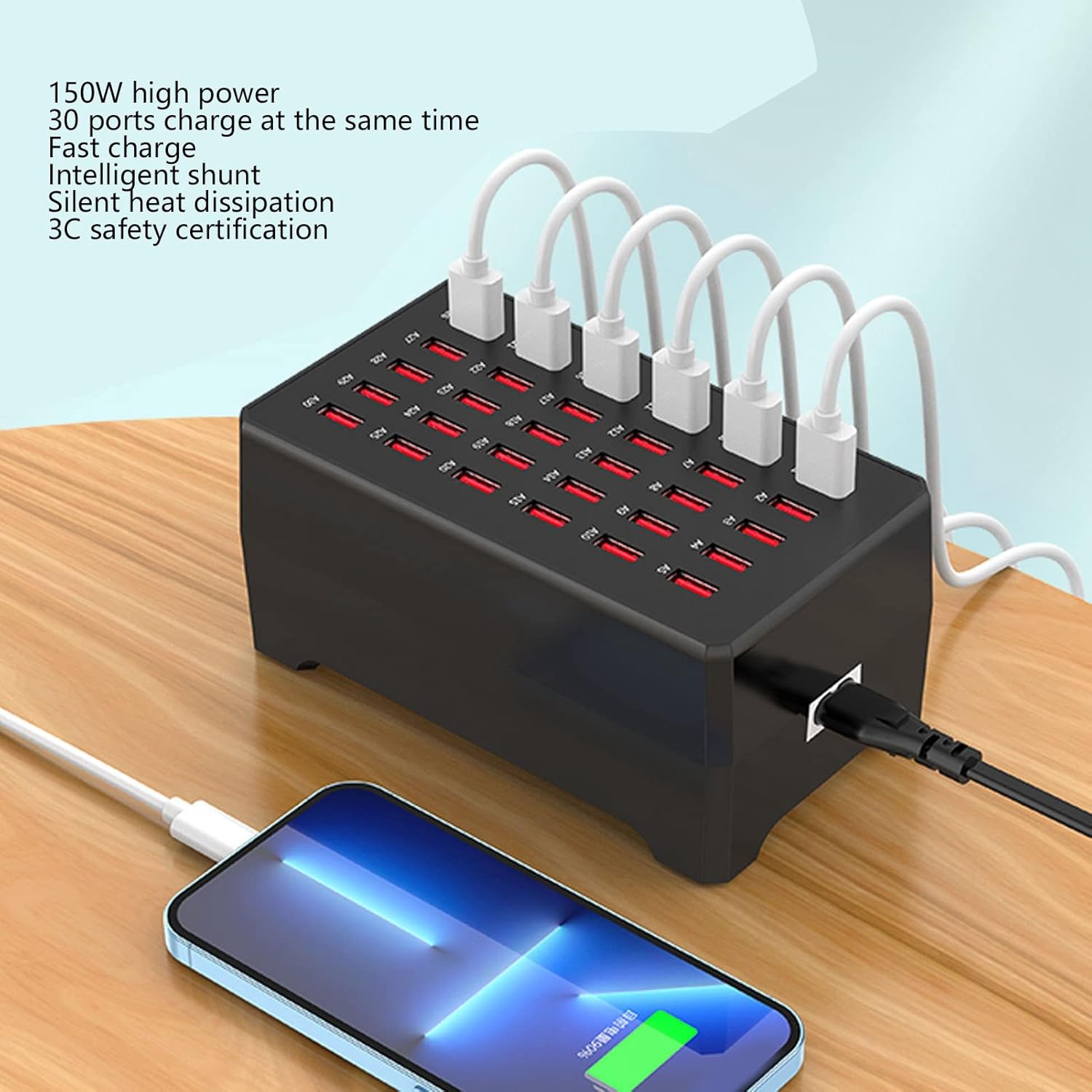 High-Capacity USB Charging Station with 30 Ports for Fast Charging – Multi Port USB Charger for Home and Office 4