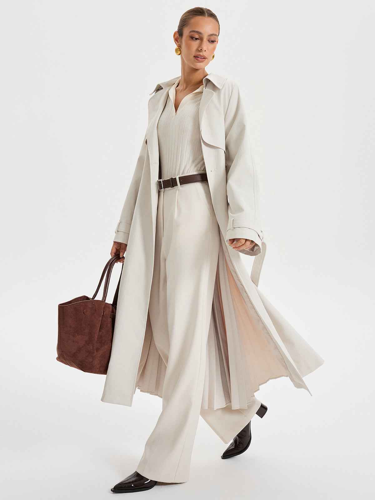 Lyanna | Women's Belted Double-Breasted Elegant Trench Coat