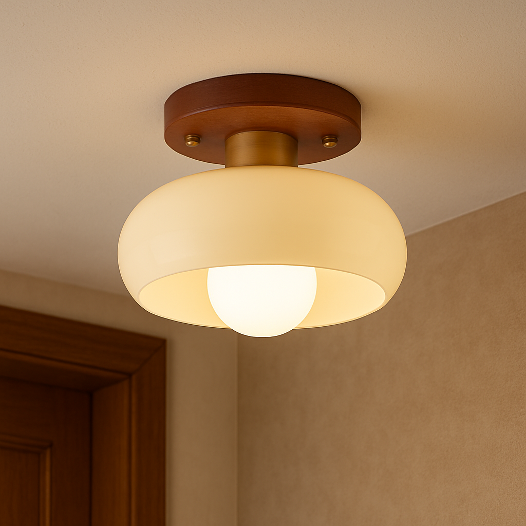 Lystra | Classic Wooden Cream Ceiling Lamp 0