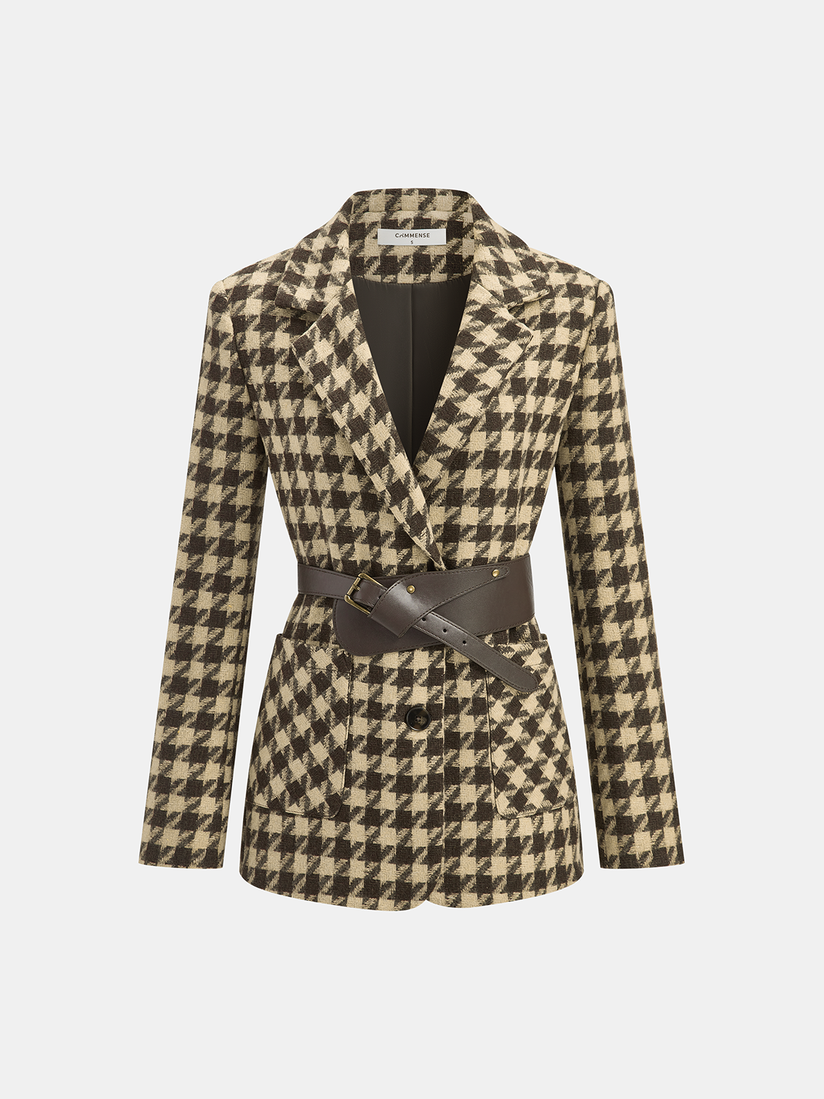 Macie | Houndstooth Belted Blazer 7