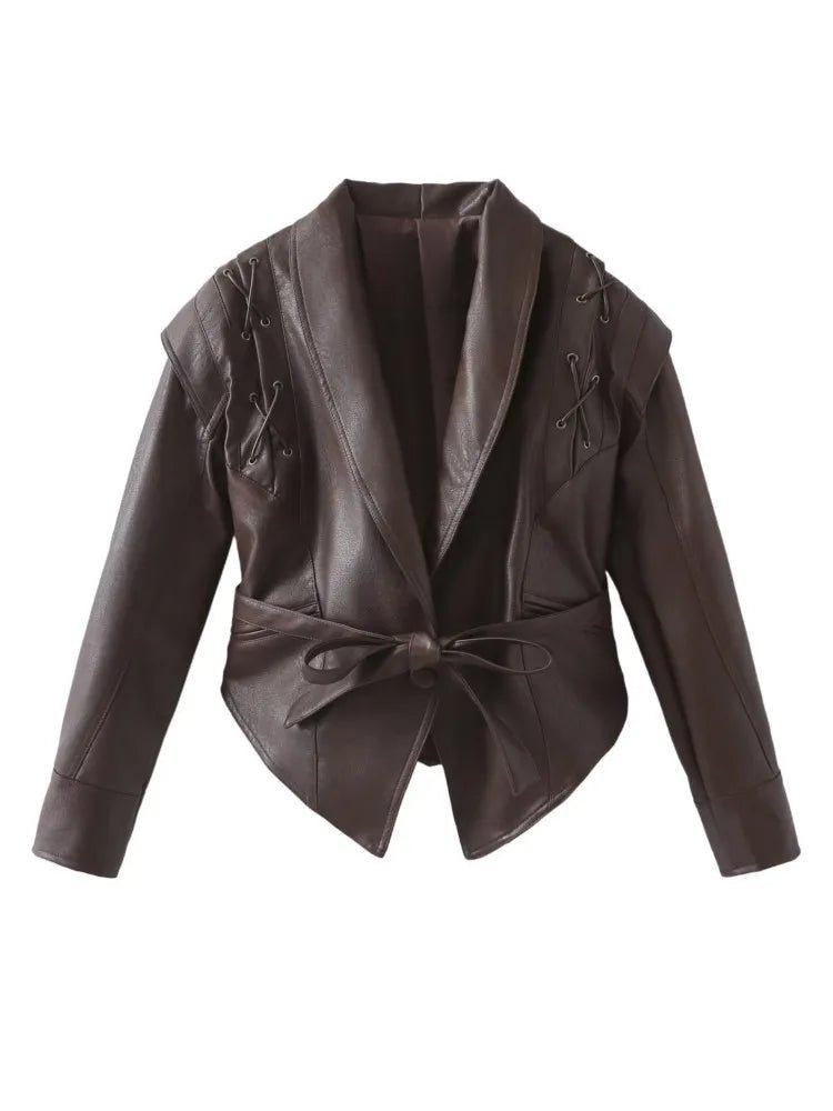 Madonna | Women's Leather Winter Jacket with Tie Belt 0