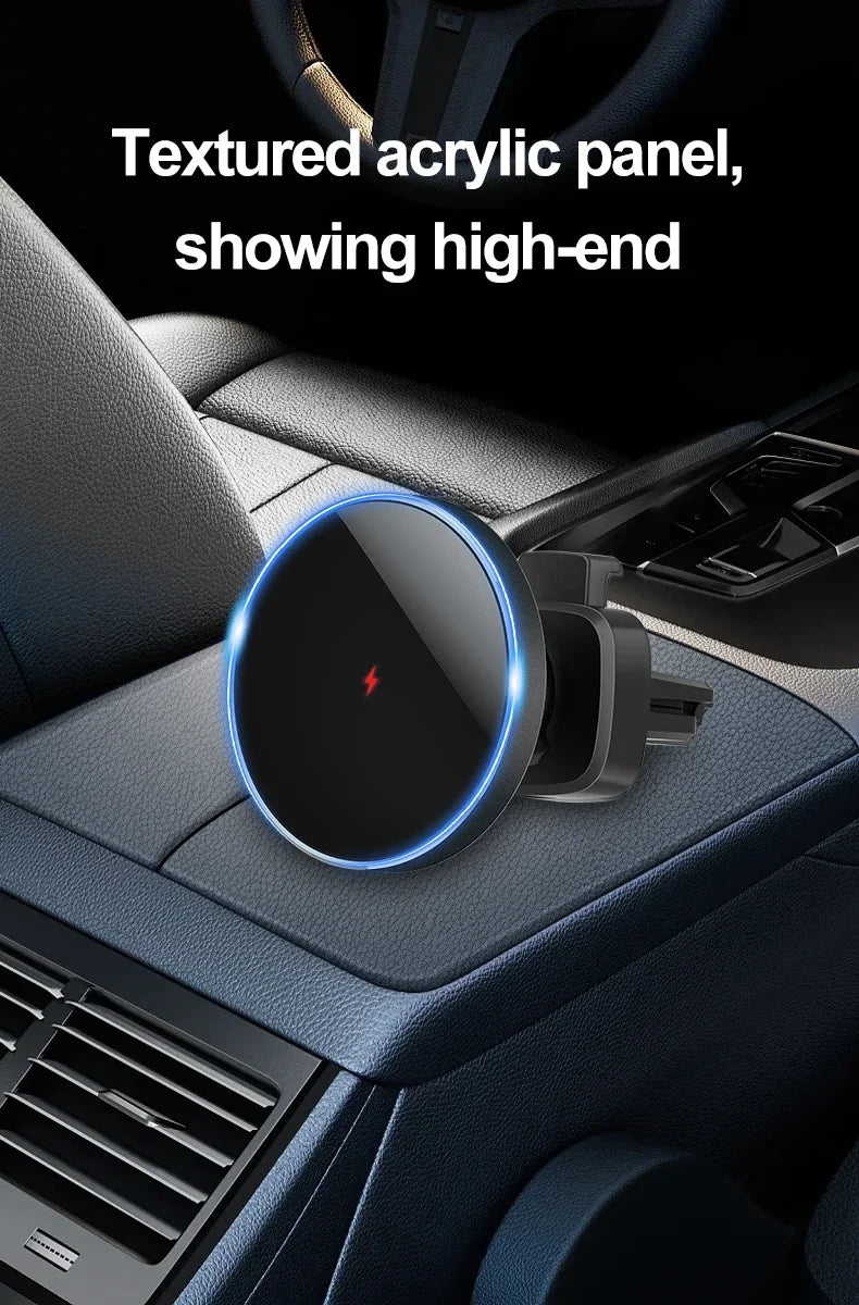 MagSafe Car Mount Charger with 15W Wireless Charging, 360° Rotation for iPhone and Qi Devices 2