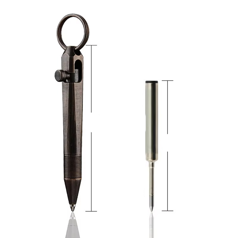 Mini Brass Tactical Bolt Action Pen – Compact Keychain Ballpoint for Office and Everyday Use 3
