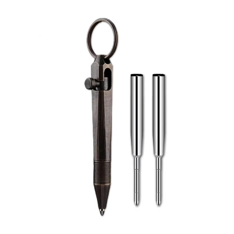 Mini Brass Tactical Bolt Action Pen – Compact Keychain Ballpoint for Office and Everyday Use 5