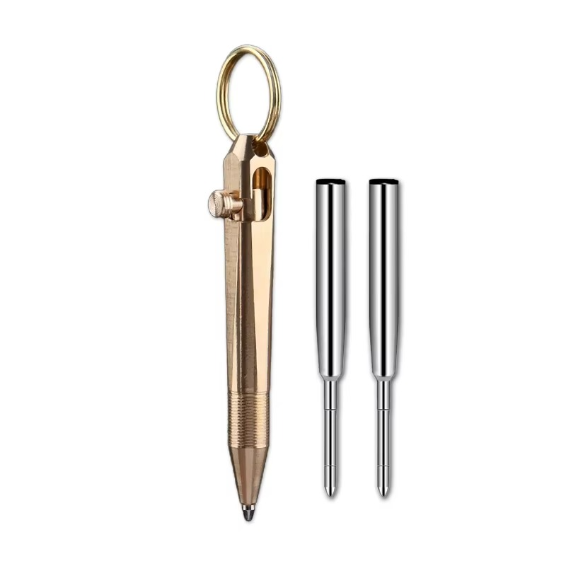 Mini Brass Tactical Bolt Action Pen – Compact Keychain Ballpoint for Office and Everyday Use 6