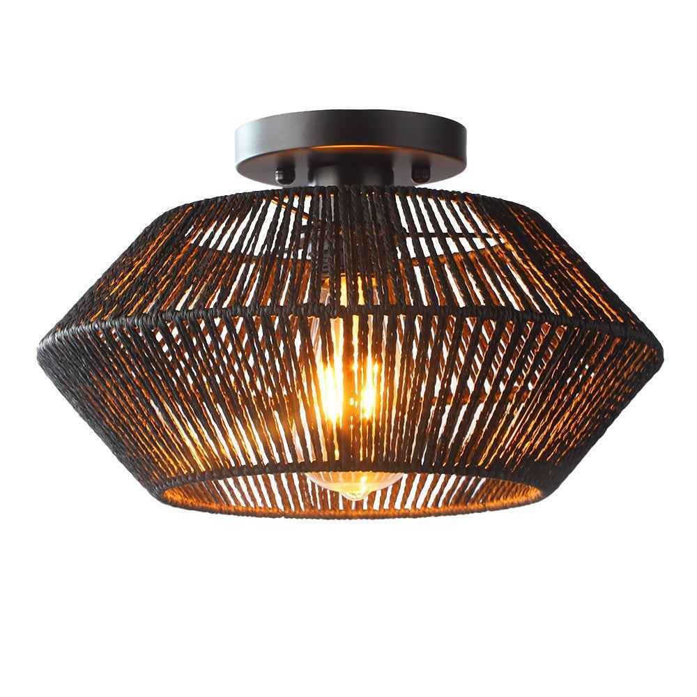 Novion | Vintage Bamboo Woven Ceiling Lamp with Modern Touch