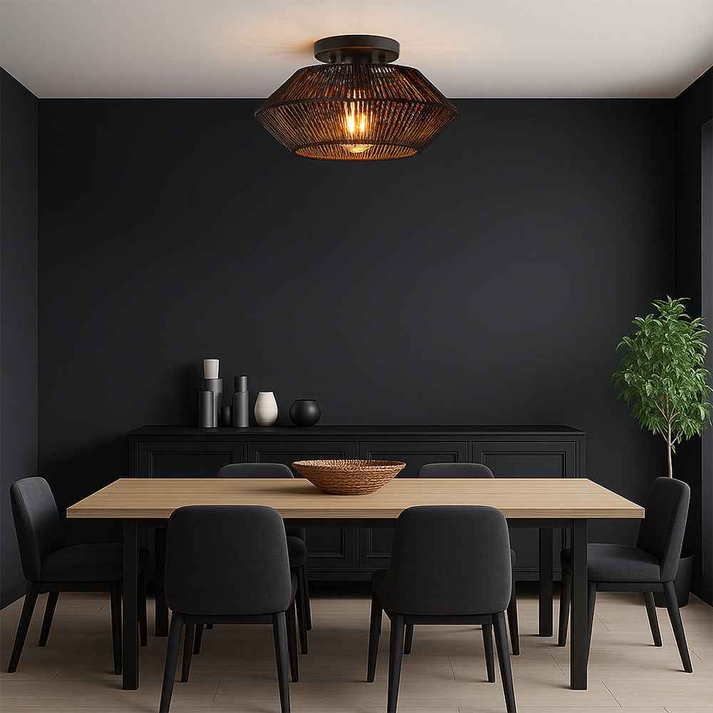 Novion | Vintage Bamboo Woven Ceiling Lamp with Modern Touch